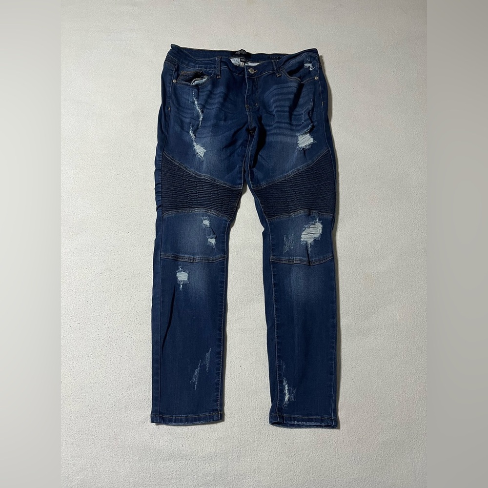 Judy Blue Moto Jeans Women's 15/32 (33x28)‎ Skinny Fit JB8469 Distressed Stretch